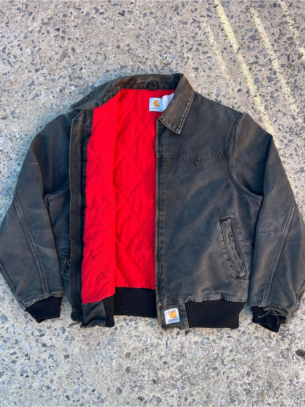 Vtg 90s Distressed And Faded Carhartt Jacket J13 BLK Santa Fe Size M - Picture 8 of 11